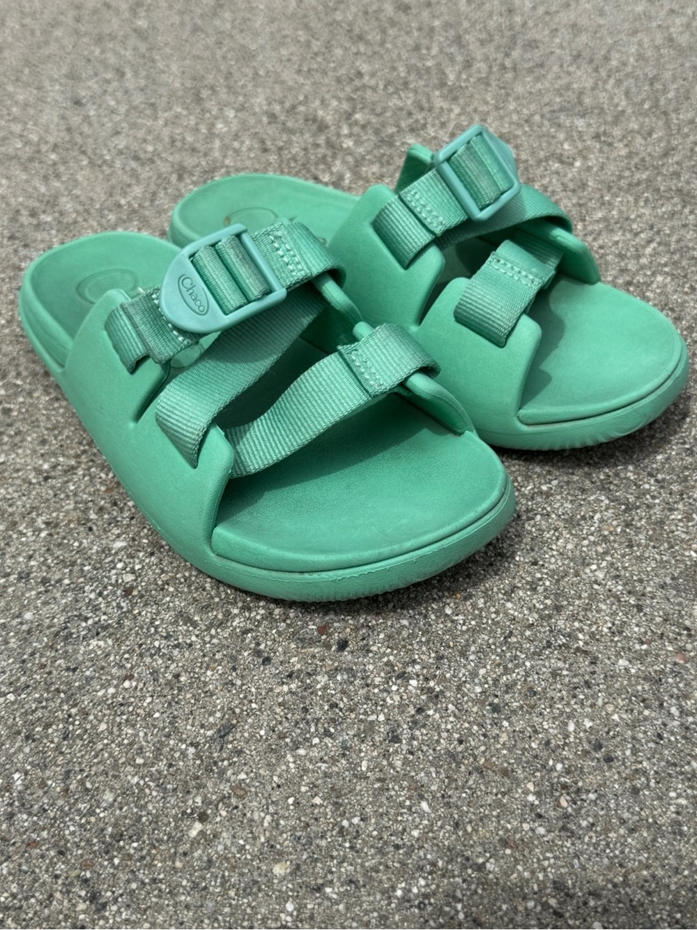 Chaco Chillos Strappy Slide Sandals Green Seafoam Kids 2 vacation Summer pool